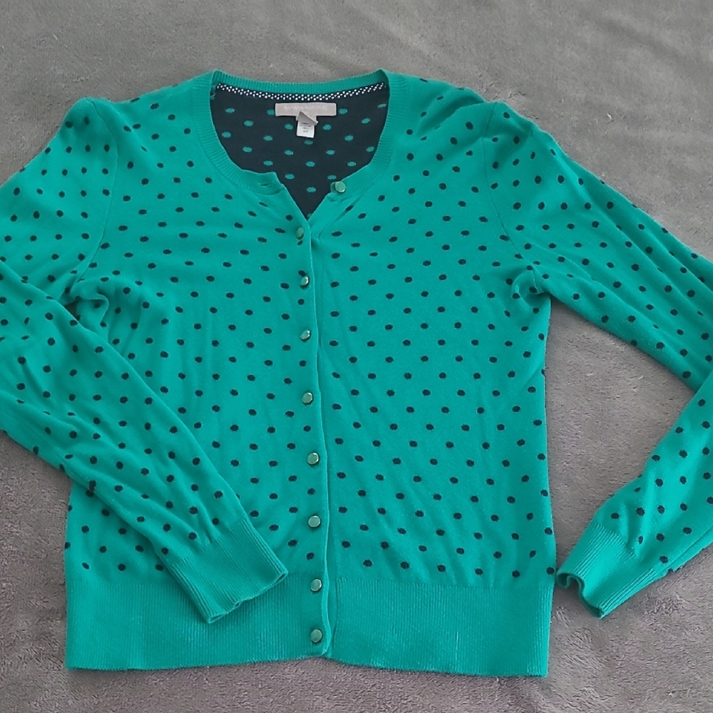 Banana Republic Green Polka Dot Cardigan - Picture 1 of 3